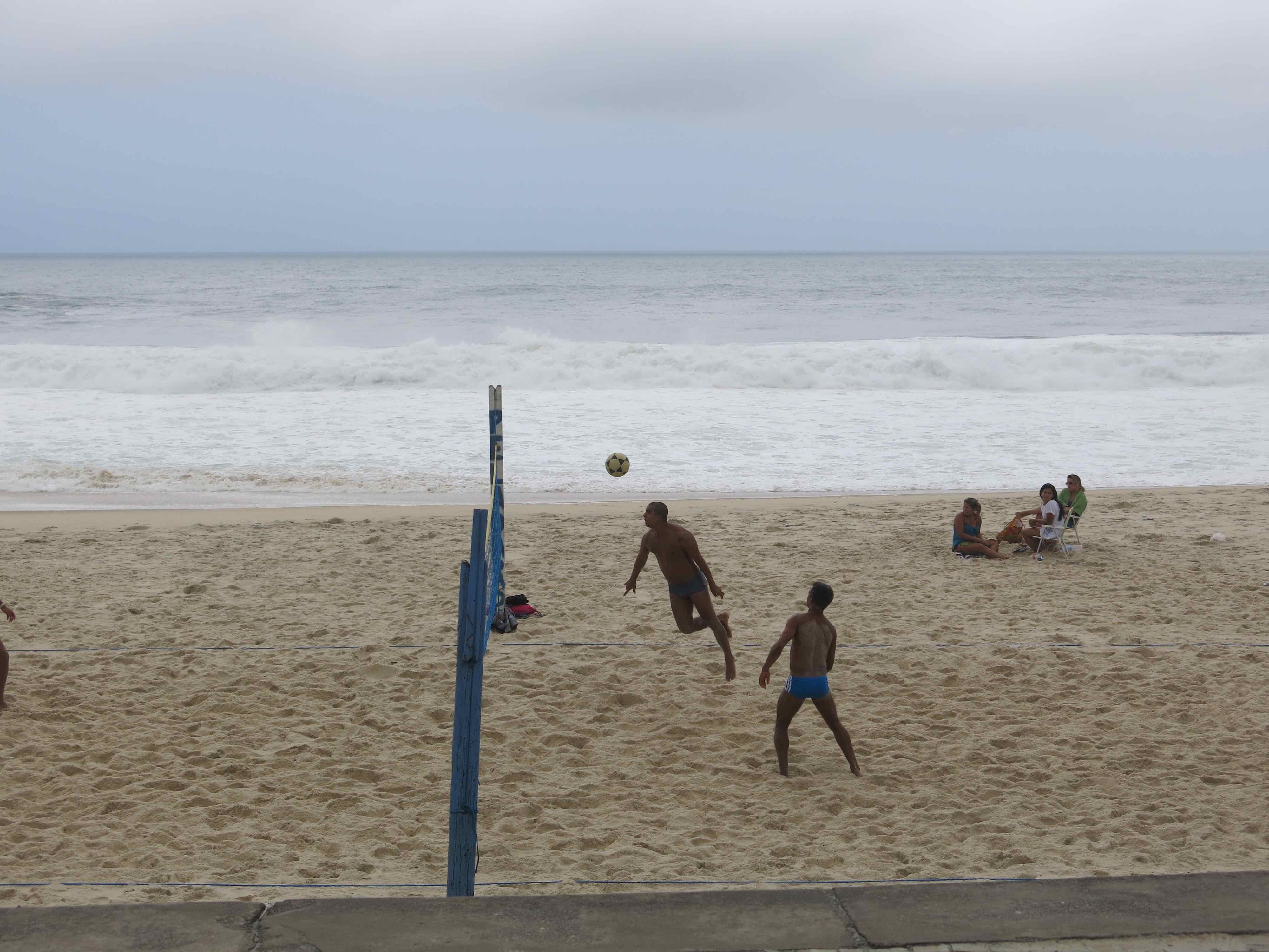  footie ball, like volleyball but no hands, only feet, kees and head 