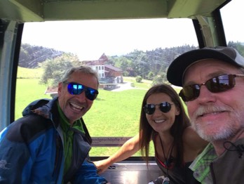  Keith, Heidi and Nick on gondola to Køssen 