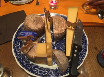  9 kinds of cheeses after dinner with our hosts in Laval, France 